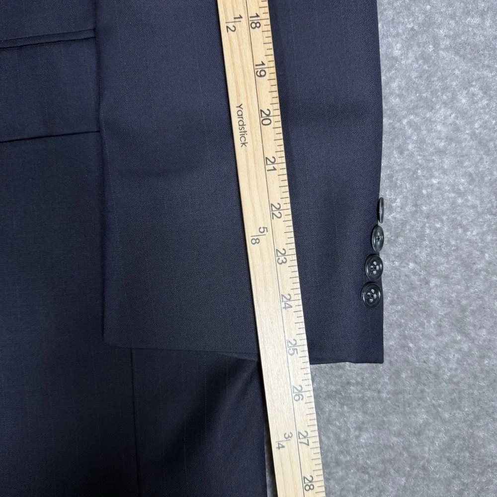 Vintage‎ Burberry Blazer Men's 48L Navy Blue Super 100s Wool Striped Jacket